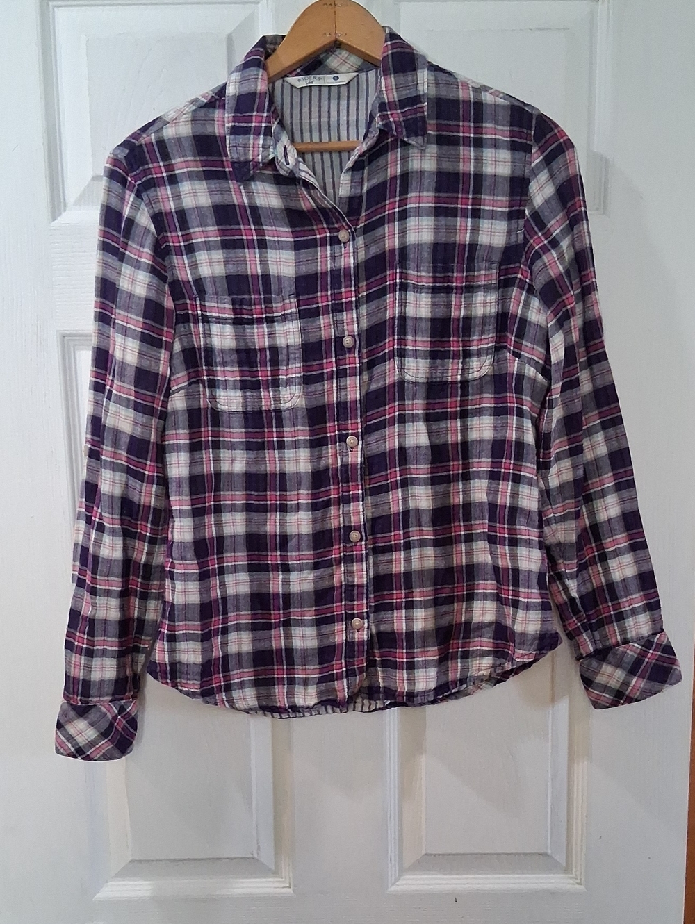 Riders by Lee Purple, Pink & White Plaid Button-Down Shirt